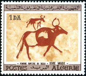 Stamp, Bulls, Algeria,  , Rock Art and Cave Paintings