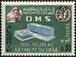 Stamp, Building of the Seat, Algeria,  , U.N.O., Medical Science, Medicines
