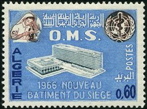 Stamp, Building of the Seat, Algeria,  , U.N.O., Medical Science, Medicines