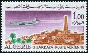 Stamp, Caravelle over Ghardaia, Algeria,  , Aviation, Aircrafts
