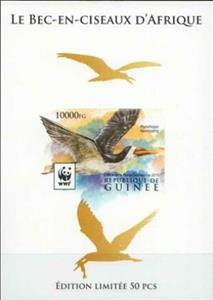 Souvenir Sheet, WWF - African Skimmer (Rynchops flavirostris) - Gold, Guinea,  , Animals (Fauna), Birds, WWF