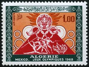 Stamp, Rings and Olympic Flame, Algeria,  , Olympic Games