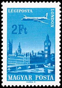 Stamp, London, Hungary,  , Aircraft, Airlines, Aviation, Bridges, Government Buildings, Parliaments, Townscapes / City Views, UNESCO World Heritage Sites
