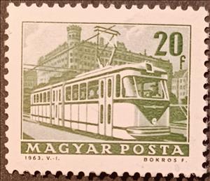 Stamp, Tram, perf. 14, Hungary,  , Public Transport, Railways, Trams, Transport