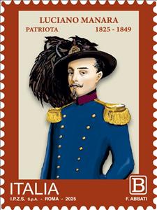 Stamp, Luciano Manara, Leader of 1848 Revolutions, Italy,  , Famous People, Headgear, Independency Activists, Revolutionaries
