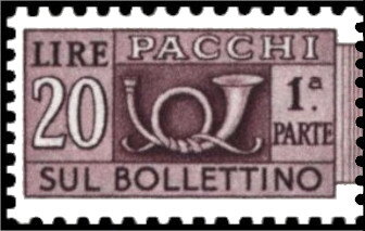 Stamp, Post Horn - Wmk. stars II - 1st part, Italy,  , Musical Instruments, Post Horns, Postal Services
