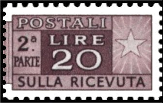 Stamp, Post Horn - Wmk. stars II - 2nd part, Italy,  , Numbers, Post Horns, Stars