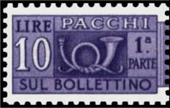 Stamp, Post Horn - Wmk. stars, laid paper - 1st part, Italy,  , Musical Instruments, Post Horns, Postal Services