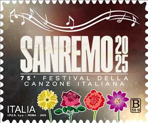 Stamp, Sanremo Italian Song Festival, Italy,  , Festivals, Flowers, Music