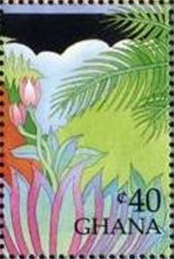 Stamp, Lions Mane,Foliage, Ghana,  