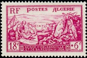 Stamp, Au profit des sinistrés d'Orléansville-The benefit of victim, Algeria,  