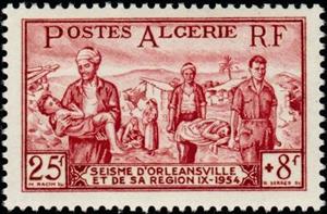 Stamp, Au profit des sinistrés d'Orléansville-The benefit of victim, Algeria,  