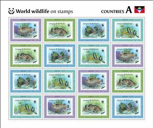Mini Sheet, Bridled Burrfish (Chilomycterus antennatus), Liberia,  , Fishes, Sea Life
