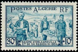 Stamp, Au profit des sinistrés d'Orléansville-The benefit of victim, Algeria,  