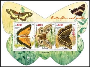 Mini Sheet, Butterflies and Moths, Liberia,  , Animals (Fauna), Butterflies and Moths, Insects