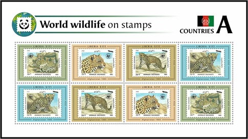 Mini Sheet, Countries A - Afghanistan, Liberia,  , Animals (Fauna), Leopards, Mammals, Wild Cats