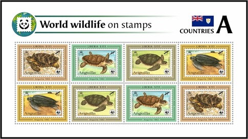 Mini Sheet, Countries A - Anguilla, Liberia,  , Reptiles, Turtles
