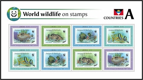 Mini Sheet, Countries A - Antigua and Barbuda, Liberia,  , Fishes, Sea Life
