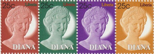 Se-tenant, Diana, Princess of Wales (1961-1997), Liberia,  , Famous People, Princesses, Royalty, Women