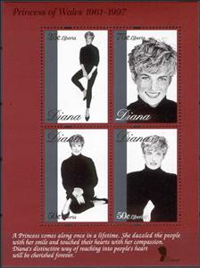 Mini Sheet, Diana, Princess of Wales (1961-1997), Liberia,  , Famous People, Princesses, Royalty, Women