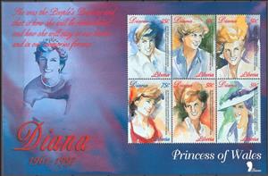 Mini Sheet, Diana, Princess of Wales (1961-1997), Liberia,  , Famous People, Princesses, Royalty, Women