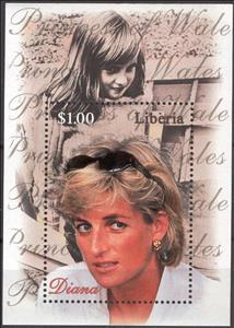 Souvenir Sheet, Diana, Princess of Wales (1961-1997), Liberia,  , Famous People, Princesses, Royalty, Women