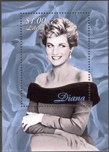 Souvenir Sheet, Diana, Princess of Wales (1961-1997), Liberia,  , Famous People, Princesses, Royalty, Women
