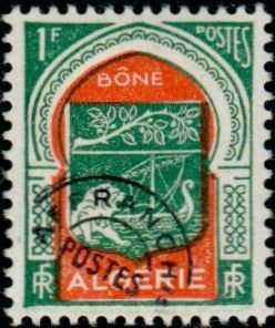 Stamp, Coat of Arms of Bone - precancelled, Algeria,  , Ships, Heraldic Animals, Coats of Arms, Sailing Ships