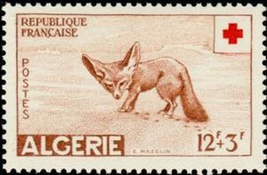 Stamp, Fennek (Fennecus zerda), Algeria,  , Red Cross and Red Crescent, Animals (Fauna)