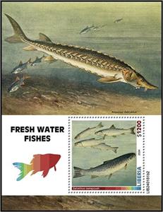 Souvenir Sheet, Salvelinus namaycush, Liberia,  , Fishes, Sea Life
