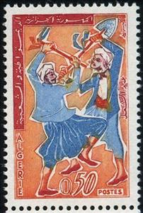 Stamp, Men with tools, Algeria,  