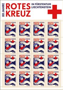Full Pane, Liechtenstein Red Cross, 80 Years, Liechtenstein,  , Red Cross and Red Crescent