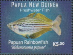 Stamp, Papuan Rainbowfish (Melanotaenia papuae), Papua New Guinea,  , Fishes