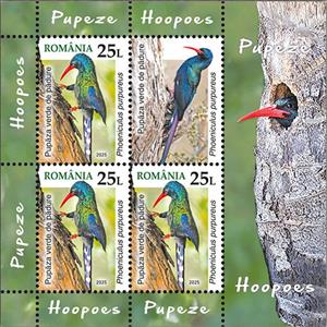 Mini Sheet, Green Wood Hoopoe (Phoeniculus purpureus), Romania,  , Animals (Fauna), Birds