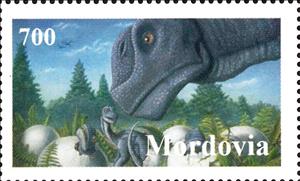 Stamp, Dinosaur, Russia, Mordovia,  , Animals (Fauna), Dinosaurs, Prehistoric Animals