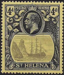 Stamp, Badge of the Colony, Saint Helena,  , Kings, Sailing Ships, Ships