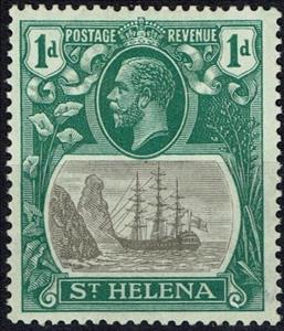 Stamp, Badge of the Colony, Saint Helena,  , Kings, Sailing Ships, Ships