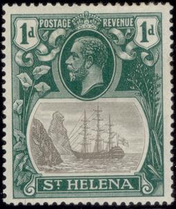Stamp, Badge of the Colony, Saint Helena,  , Kings, Sailing Ships, Ships
