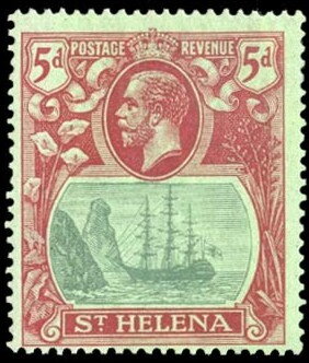 Stamp, Badge of the Colony, Saint Helena,  , Kings, Sailing Ships, Ships