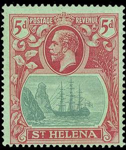 Stamp, Badge of the Colony, Saint Helena,  , Kings, Sailing Ships, Ships
