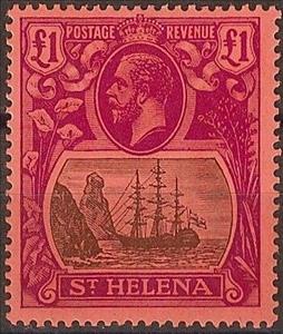 Stamp, Badge of the Colony, Saint Helena,  , Kings, Sailing Ships, Ships