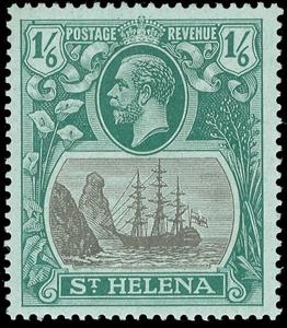 Stamp, Badge of the Colony, Saint Helena,  , Kings, Sailing Ships, Ships