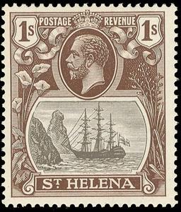 Stamp, Badge of the Colony, Saint Helena,  , Kings, Sailing Ships, Ships