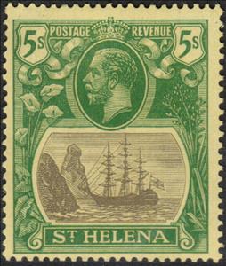 Stamp, Badge of the Colony, Saint Helena,  , Kings, Sailing Ships, Ships
