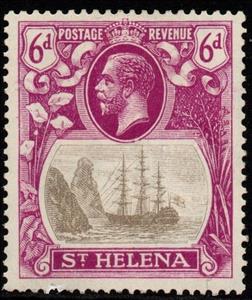 Stamp, Badge of the Colony, Saint Helena,  , Kings, Sailing Ships, Ships