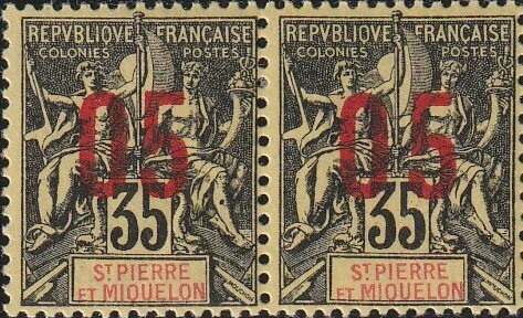 Type Groupe overprinted se-tenant with variant