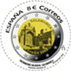 Stamp, Convent of Saint Stephen, Salamanca, Spain,  , Coins, Monasteries and Convents, Round Stamps, UNESCO World Heritage Sites