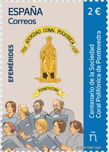 Stamp, Pontevdera Pontifical Choral Society, Centenary, Spain,  , Anniversaries and Jubilees, Musicians