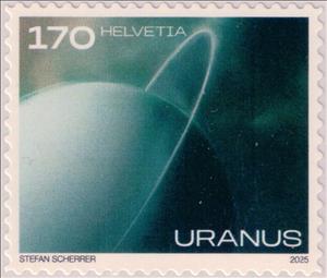 Stamp, Uranus, Switzerland,  , Astronomy, Planets