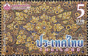 Stamp, Stucco Relief of the Reclining Buddha, Wat Phra Chetuphon, Thailand,  , Mosaic